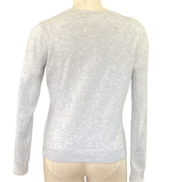 H&M Basic Cotton Button-Up Round Neck Cardigan Sweater M Light Gray #92Z - Picture 5 of 9